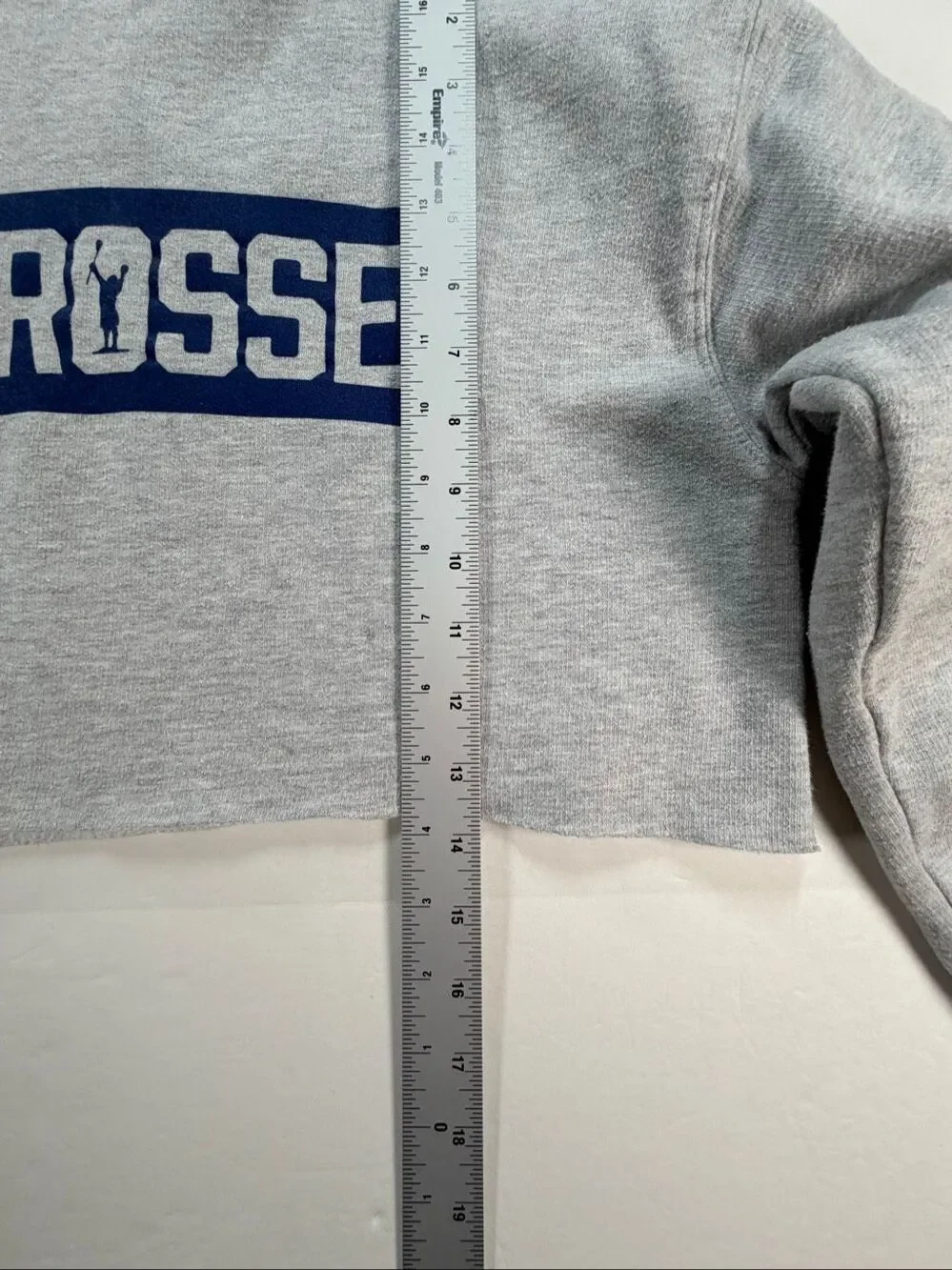 Adrenaline Youth Size XL Cropped Lacrosse Hoodie Gray Fleece Graphic Sweatshirt